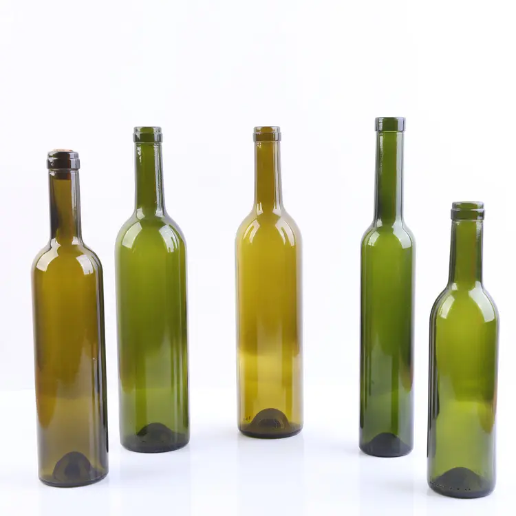 Bouteilles de vin vert olive personnalisées 750ml 500ml 375ml 187ml bouteille de vin de Bourgogne bouteille de vin vert brun foncé givré transparent