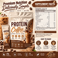 Poudre de café protéiné 20g de protéines par portion Café glacé instantané Isolat de protéines de lactosérum Fabricant OEM ODM Marque privée