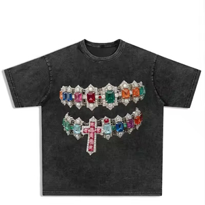 Maglietta cinese per abbigliamento Kafany in cotone da uomo personalizzata con motivo di strass in 3D con <span class=keywords><strong>stampa</strong></span> cinese - Product Image 2