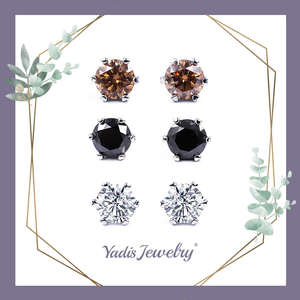 ต่างหูเพชรโมอิสซาไนต์ทรงกลมแบบหกขา ดีไซน์คลาสสิก ทันสมัย เรียบง่าย ชุบทองคำขาว จากเทียนหยู เจมส์ - Product Image 2