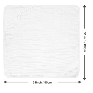 Asciugamano da Bagno per Neonati in Puro <span class=keywords><strong>Cotone</strong></span> Mulsin, Morbido e Antibatterico, Coperta Avvolgente Personalizzata con Cappuccio per Bambini - Product Image 6