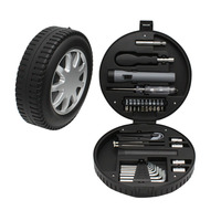 Boîte en forme de pneu Promotion de réparation à domicile cadeau ensemble d'outils à main trousse à outils pour hommes avec lampe de poche clé hexagonale tournevis jeu de douilles