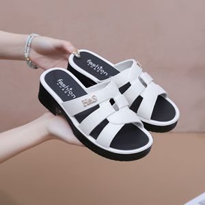 Women's Summer Breathable High <b>Heel</b> Slip-On Sandals with Soft Sole and Non-Slip Design - Product Image 4