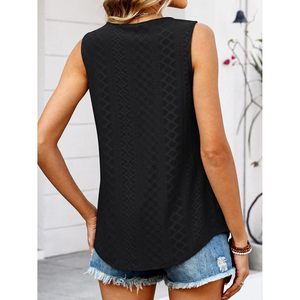 FOXA Débardeur sans manches pour femme 100% Coton à motifs ajourés respirant coupe ample pour l'été, décontracté, plage et vacances - Product Image 6