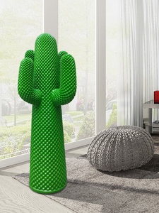 Scultura in Vetro e Acciaio a Forma di Cactus Italiano, Porta Cappotti e Cappelli, Decorazione d'Arte di Alta Gamma per Soggiorno - Product Image 4