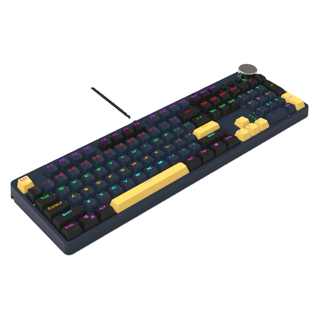 Custom Manufacturer 100 Keys Full Size Computer Keyboard Double Shot Keycaps Multimedia Knob Mechanical Operation for PC Windows