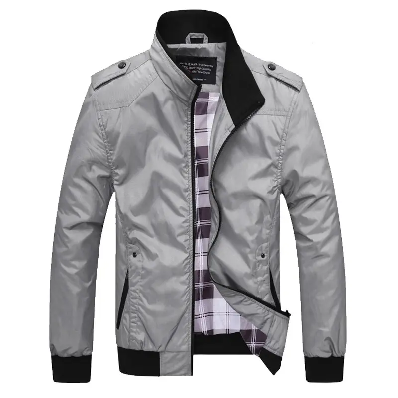 Fashion Spring Solid Color Coats Male Casual Zipper Stand Collar Jaket Outerdoor Overcoat Jacket male
