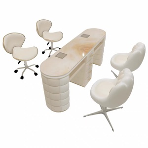 Vente directe d'usine - Table de manucure en métal blanc et gris, bureau de salon de beauté, poste de travail pour technicien en ongles, mobilier de salon - Product Image 5