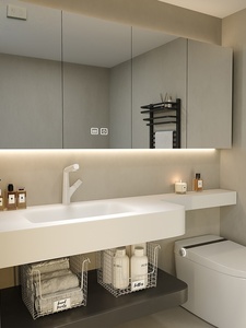 Meuble de salle de bain mural intelligent avec lavabo intégré, moderne, minimaliste et durable - Product Image 1