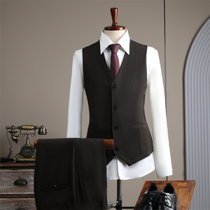 Costume homme vintage haut de gamme 2 boutons, coupe ajustée, 3 pièces, blazer, gilet et <span class=keywords><strong>pantalon</strong></span> <span class=keywords><strong>pour</strong></span> mariage et banquet formel - Product Image 5