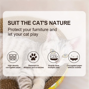 ที่เกาแมวกระดาษแข็งรูปวงรีทำจากกระดาษลูกฟูกทนทานงานดีไซน์พื้นผิว OEM - Product Image 4