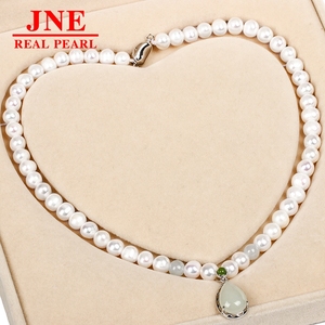 Natural Pearl Necklace Round Beads 925 Silver Water Drop Pearl Necklace Mother's Gift for <strong>Elders</strong> Mother's Day - Product Image 1