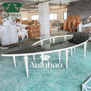 White Iron Metal Frame Eye Shape <strong>Memorial</strong> Hotel Furniture Serpentine <strong>Wedding</strong> <strong>Table</strong> - Product Image 3