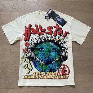 Maglietta <span class=keywords><strong>da</strong></span> uomo Casual alla moda a maniche corte bella <span class=keywords><strong>stella</strong></span> dell'inferno Vintage stampata nello stesso stile puro sciolto 260 grammi - Product Image 1