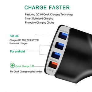 QC3.0 30W 4 USB Port Vehicle Fast <b>Charging</b> <b>Adapter</b> with Short Circuit Protection for Smartphone and Laptop - Product Image 1