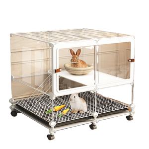 Cage à <span class=keywords><strong>lapin</strong></span> intérieure <span class=keywords><strong>de</strong></span> grande taille, nettoyage automatique des excréments, <span class=keywords><strong>toilette</strong></span> transparente, nid pour villas, motif solide - Product Image 1