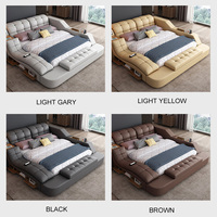 Europäisches Design Kingsize-Massageliege mit Liegefunktion, Echtleder-Polsterung, Kiefernholzrahmen, Multifunktions-Schlafsofa mit Stauraum