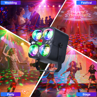 Projecteur de lumière de scène YSH 4 LED vert, boule disco, stroboscope, activé par le son, télécommande, motifs rave, pour fêtes et décorations de vacances