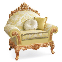 Ensemble de canapé de style turc sculpté en or, ensemble de meubles en bois au design royal français pour le salon, remplissage en éponge de haute qualité
