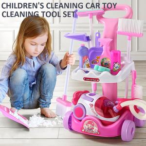 KSF Offres Spéciales plastique semblant jouer jouets pour enfants enfants jouets nettoyage <span class=keywords><strong>rose</strong></span> chariot outils jouets électriques <span class=keywords><strong>aspirateur</strong></span> chariot - Product Image 2