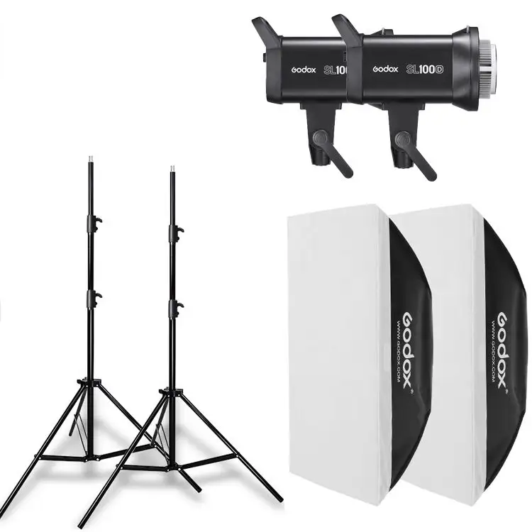 2x Go-dox Sl-100d 100ws 5600k 사진 Led 비디오 라이트 + 2x60x90cm 소프트 박스 + 2x2.8m 라이트 스탠드 스튜디오 연속 도매 가격