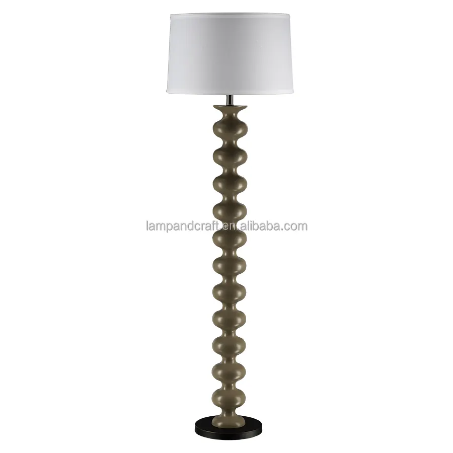 grey lamp shade double poles floor lamp for Living Room with Hanging Drum Shade and 3 Color Temperatures Standing Lamp