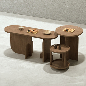 Factory Price Flow Wooden Tea Table Set High Low Island Table for Living Room - Product Image 1