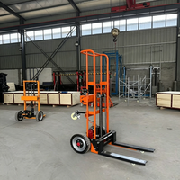 Chariot à main entièrement électrique de 400 kg, transpalette électrique de 1,5 m, batterie au lithium, chariot élévateur et de manutention électrique portable avec roues auxiliaires