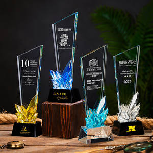 HBL ถ้วยรางวัลคริสตัลรูปมีดแกะสลักออกแบบได้ตามต้องการถ้วยรางวัลคริสตัลเพชรสีรุ้ง - Product Image 3