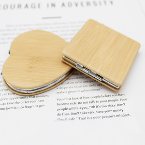 Cá Nhân Nhỏ Tay Túi Gương Da Bằng Gỗ Đôi Hai Mặt Gấp Xách Tay Vanity Tùy Chỉnh Nhỏ Gọn Gương Với Logo - Product Image 3