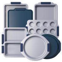 Ensemble de moules à pâtisserie en acier aluminisé robuste avec revêtement céramique, poignées en silicone, sans PFAS, PTFE et PFOA, pour usage domestique