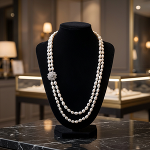Joyería de Moda para Mujer, Collar Largo Clásico de Perlas de Agua Dulce Auténticas con Flores, Plata de Ley 925, Oro, 18 Pulgadas, para Aniversario - Product Image 3