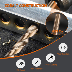 HYGOAL OEM工場製 M35 HSS-CO 5%高速鋼ストレートシャンクツイストドリルビット（鋼および銅の穴あけ用） - Product Image 3