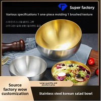 Bol à salade en acier inoxydable monocouche style coréen DK-963 – Bol de cuisson minimaliste et léger de style vintage pour restaurant et barbecue (vente en gros)
