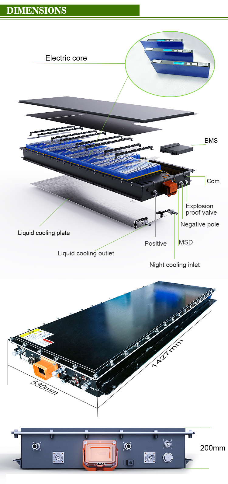 CTS Lithium ion LiFePO4 EV Battery, Long Range 111V 666V 228Ah LiFePO4 Battery, Customized 111V 666V Lithium ion Battery
