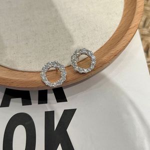 Dylam High Fine Jewelry 925 Sterling <b>Silver</b> D Color VVS1 Moissanite Circle Round Flower Shape <b>Stud</b> Earrings for Women Dress-up - Product Image 3