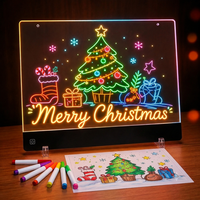 Tableau d'affichage LED moderne pour enfants, en acrylique, avec commande tactile, lumière blanc chaud, fonctionne sur piles, réinscriptible, pour chambre à coucher