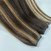 Extensiones de Cabello Genius Weft Finas, Cabello Humano Virgen Sin Procesar, Cutícula Intacta, Trama Invisible para Coser en Paquetes