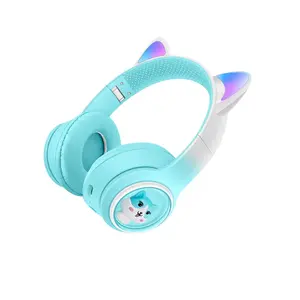 AKZ..02 New Cat Ear Headphones Wireless Headset Earphone Super Bass Headphone with LED Light TF Card