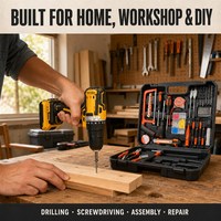 Ensemble d'outils de perçage sans fil, kit d'outils électriques, 2 batteries, chargeur, étui de transport pour la réparation à domicile, bricolage, travaux ménagers