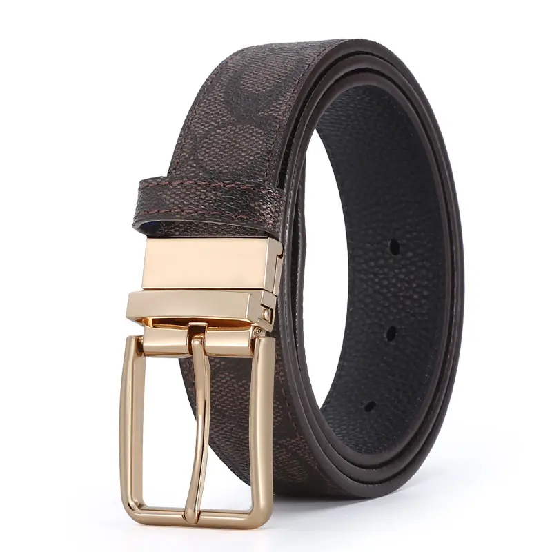 Merkprint Echte Riem Lederen Riem Draaibare Pin Gesp Custom Riem Heren Luxe Band Designer Riemen