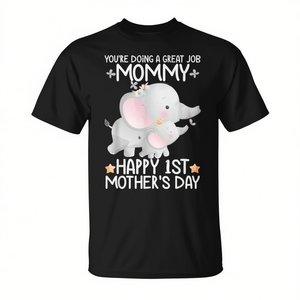 T-shirt Happy Mother's Day Elephant à manches courtes et col rond, unisexe, pour adulte, impression numérique, cadeau de remerciement - Product Image 3