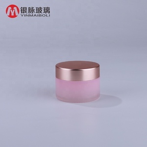 High quality 1oz 30ml pink glass cosmetic jar face cream jars with plastic common screw cap