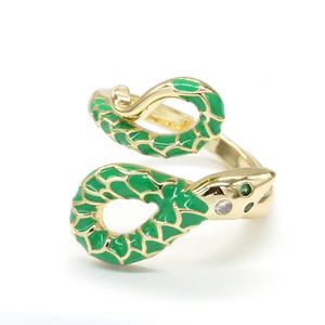Adjustable Colored Enamel Ring Women,Snake Ring Design 18K Gold Plated <strong>Jewelry</strong> - Product Image 4