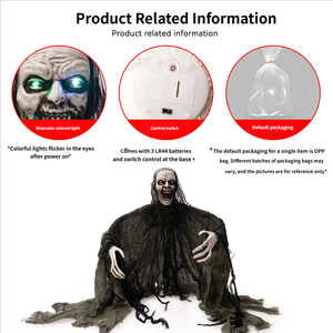 Décorations d'Halloween en plastique : Zombie, Fantôme, Crâne Lumineux, Insert Électronique pour Sol, Maison Hantée, Salle Secrète, Cour - Product Image 6
