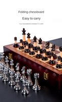 Jeu d'échecs de luxe en bois avec pièces en marbre et métal, plateau pliable personnalisé pour jeux de société