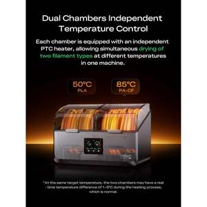 Caja Secadora de Filamento Creality SpacePi X4, 4 Bobinas, Cámaras de Calentamiento Dobles, Almacenamiento a 85°C para Filamento de 1.75mm - Product Image 6