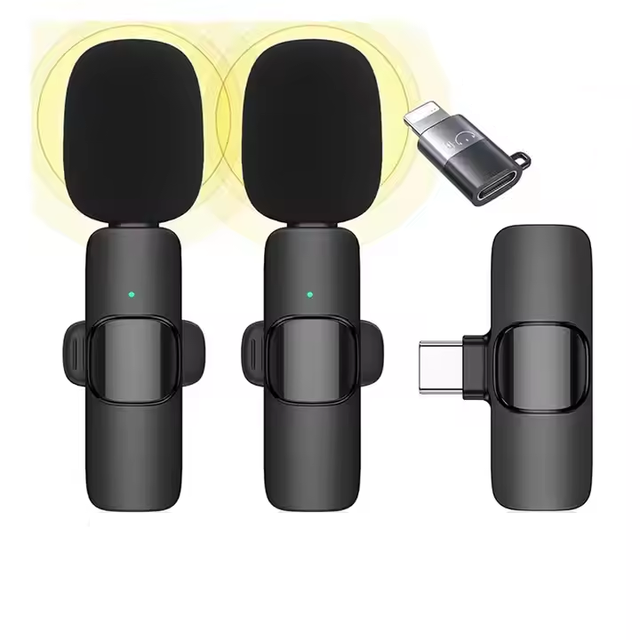 Free Sample  K9a01 Dual Wireless Lavalier Microphone Mini Wireless Mic Vlog for Mobile Phone Mini Noise Cancelling Lapel Mic Kit
