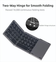 Keyboard Nirkabel Tri-Fold 64-Key Scissor Switch dengan Touchpad Ultra Tipis, Dapat Diisi Ulang via Type-C, Kompatibel dengan iPad/Tablet PC iPhone untuk Kantor