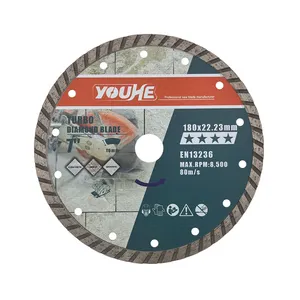 YOUHE-hoja de sierra Turbo de diamante para cortar mármol, granito y hormigón, 7 ", 180MM x 22,23 MM, promoción